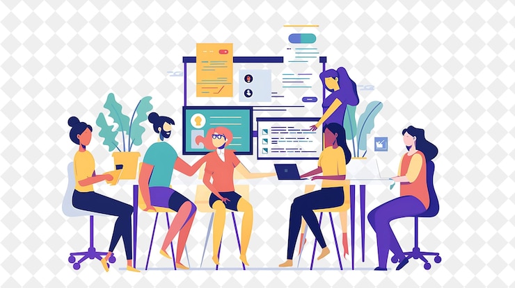 PSD serene ux diseñador con caracteres diseño de interfaces de usuario png gente en el trabajo diario ilustración