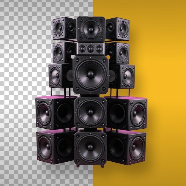 Una serie de altavoces de estudio profesionales Torre Fondo transparente