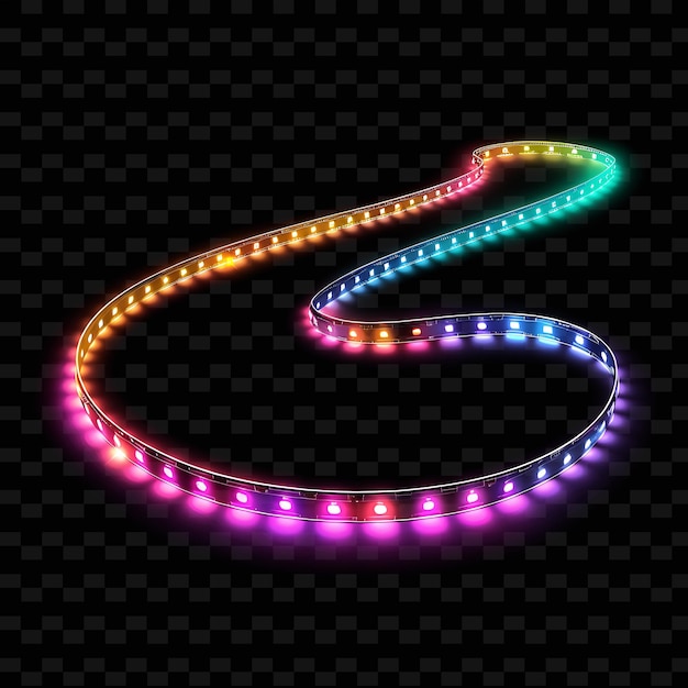 PSD una serie colorida de luces led con una larga curva curva y una larga línea curva de led