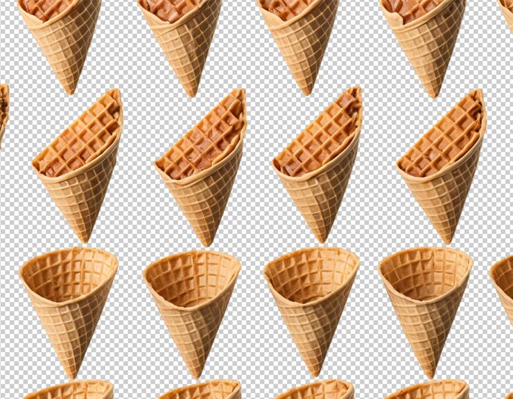 PSD una serie de conos de helado animados con un fondo blanco