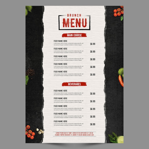 Serie di menu poster retrò nero