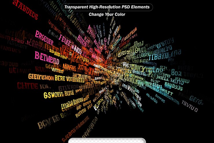 PSD serie de espacio virtual composición de una nube de datos fractales 3d en perspectiva adecuada como telón de fondo