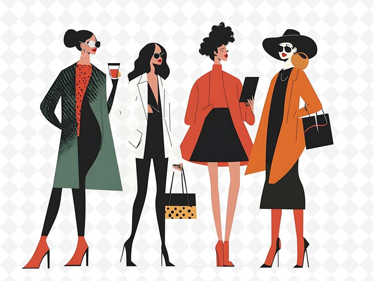 PSD une série de femmes avec des lunettes et un sac avec une photo d'elles