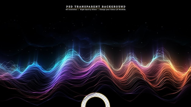 PSD serie de función de onda diseño de fondo de vibraciones sinusoidales de color elementos ligeros y fractales sobre el tema del ecualizador de sonido espectro musical y probabilidad cuántica