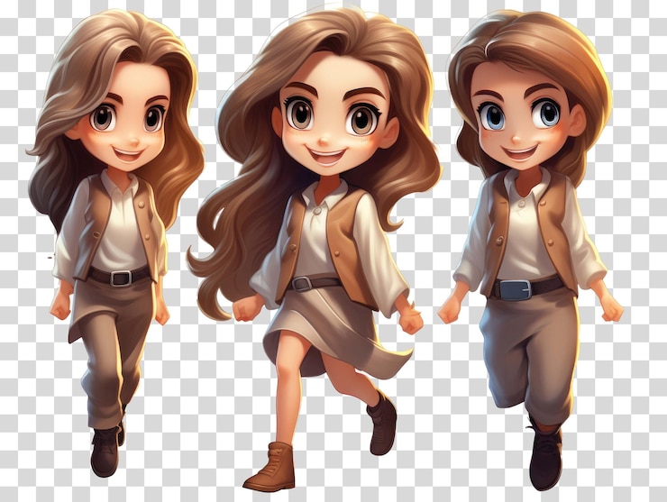 PSD una serie de imágenes de una chica y una chica