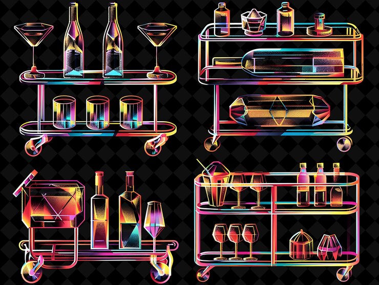 PSD une série d'images de différentes bouteilles et verres