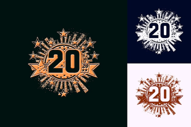 una serie de logotipos, incluido uno que dice 20