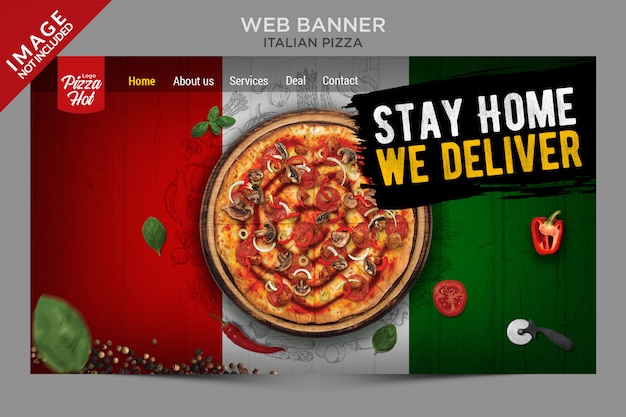 PSD série de modèles de bannière web pizza italienne