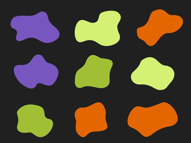 una serie de objetos en forma de perro de diferentes colores con diferentes colores y formas