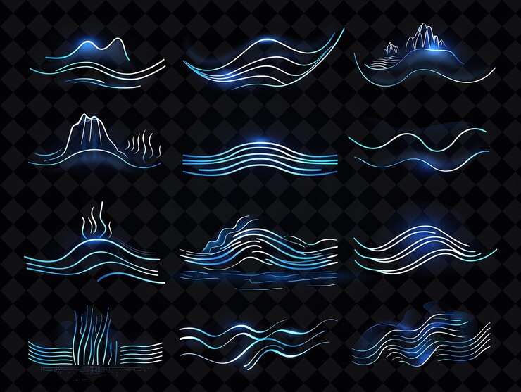 PSD una serie de ondas con diferentes colores y formas
