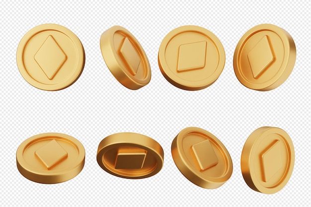 Une série de pièces d'or à la forme d'un diamant au centre