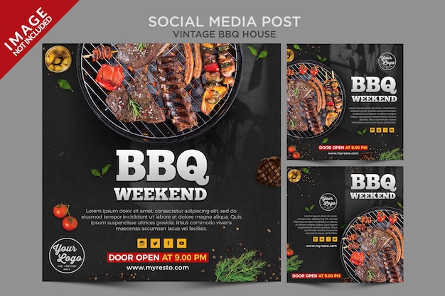 Série de publications sur les médias sociaux Vintage BBQ House