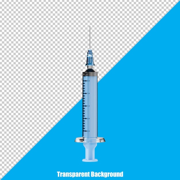 PSD seringa 3d simples com uma aparência realista sobre um fundo transparente