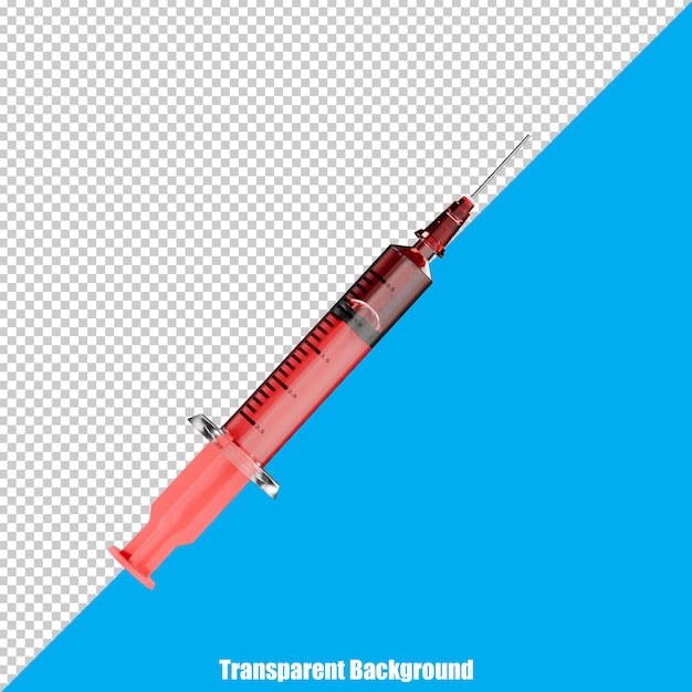 Seringa 3D simples com uma aparência realista sobre um fundo transparente