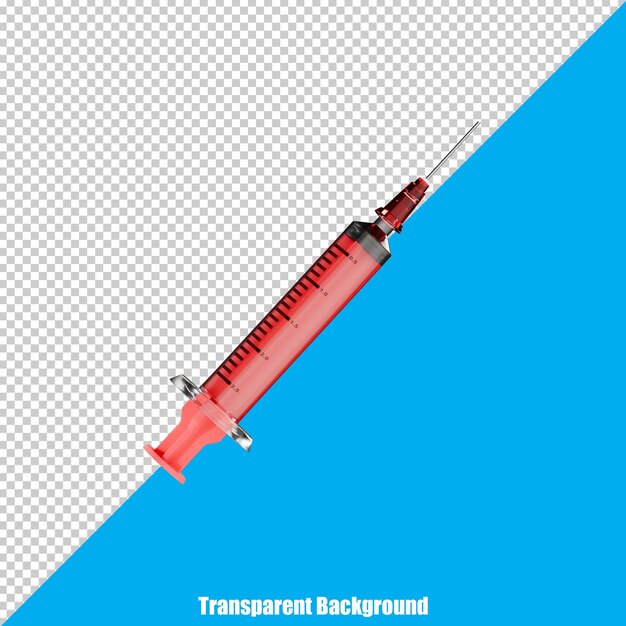 Seringa 3D simples com uma aparência realista sobre um fundo transparente