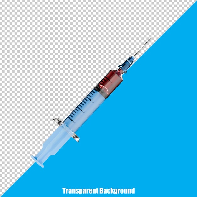 Seringa 3D simples com uma aparência realista sobre um fundo transparente