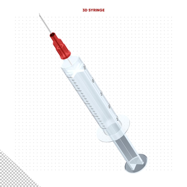 PSD seringa de vacinação 3d vermelha