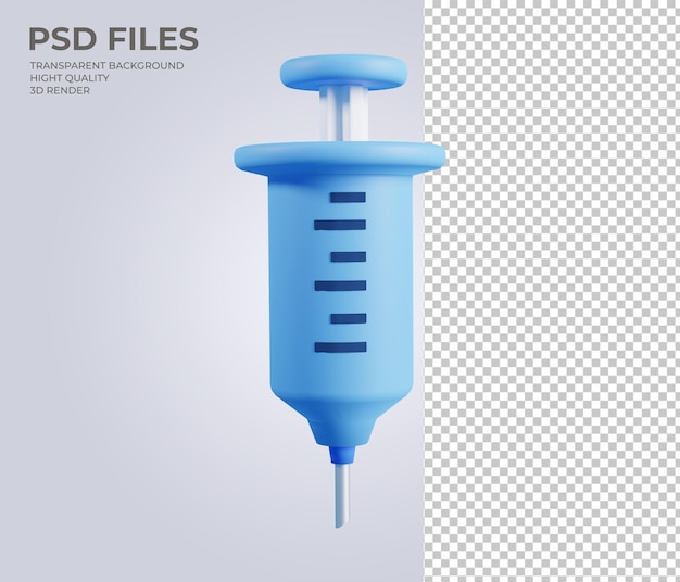 PSD seringa para injeção de vacina vacina contra gripe 3d renderização