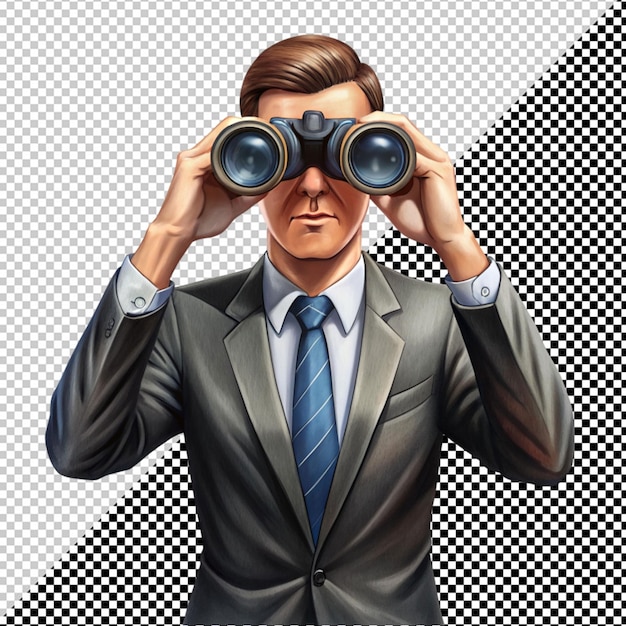 PSD serious businessman using binoculars