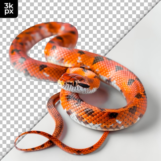 PSD un serpent avec un corps rouge et un fond noir et blanc