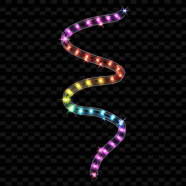 PSD un serpent de couleur arc-en-ciel avec un long brillant coloré brillant et des lumières brillantes
