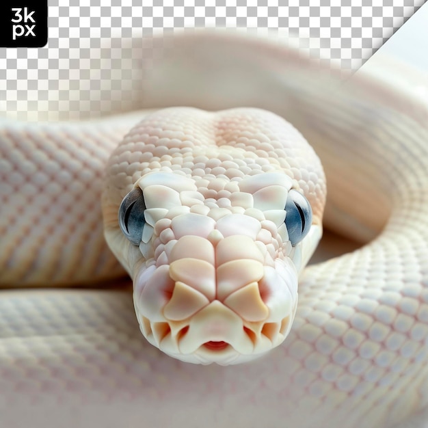 PSD un serpent avec un œil noir et un fond blanc