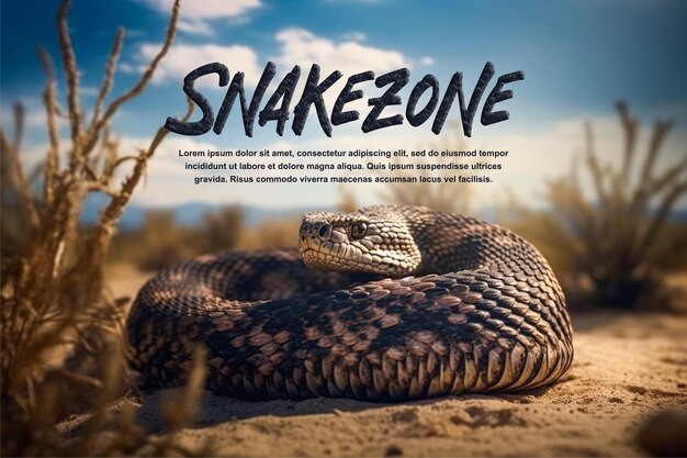 PSD serpent à sonnettes dans une affiche de paysage désertique