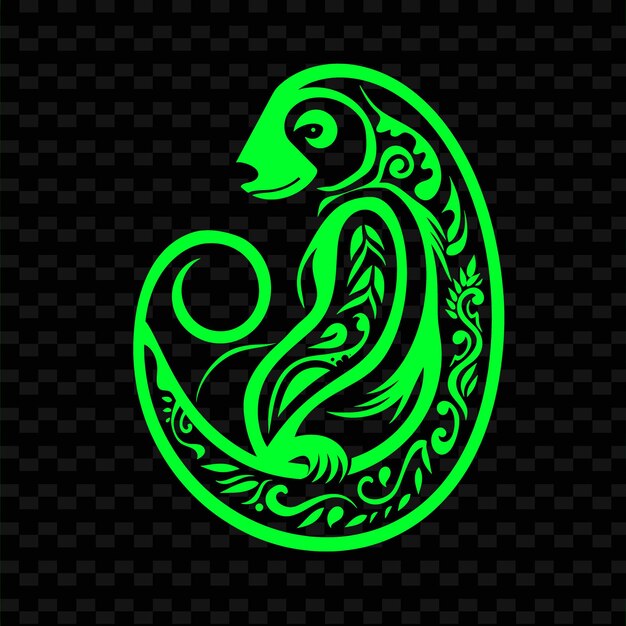 PSD un serpent vert avec un motif de serpent sur un fond noir