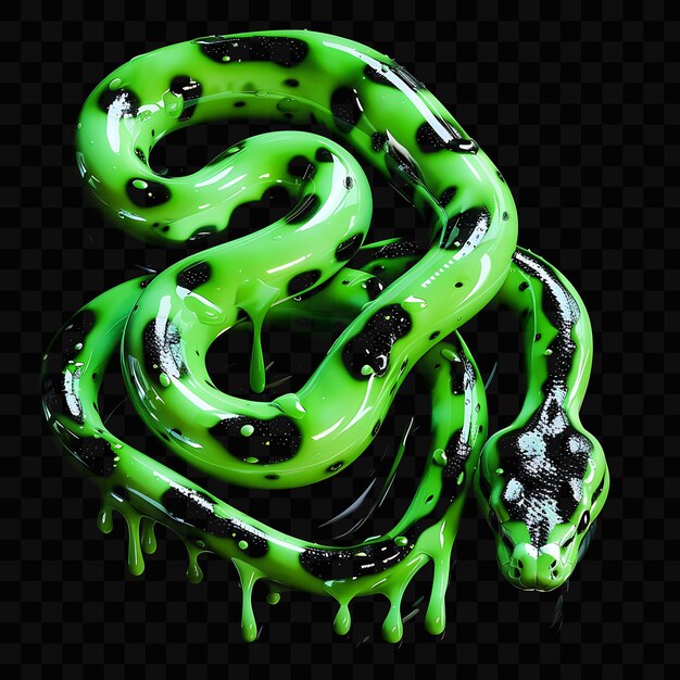 PSD un serpent vert avec des taches vertes et noires est montré