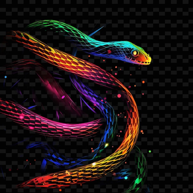 Serpente enigmática selva serpentina linhas de neon ramos de árvore forma s y2k coleções de arte de luz de neon