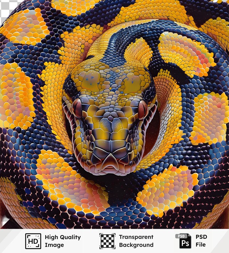 PSD serpente enrolada firmemente imagem transparente de um réptil de alta qualidade