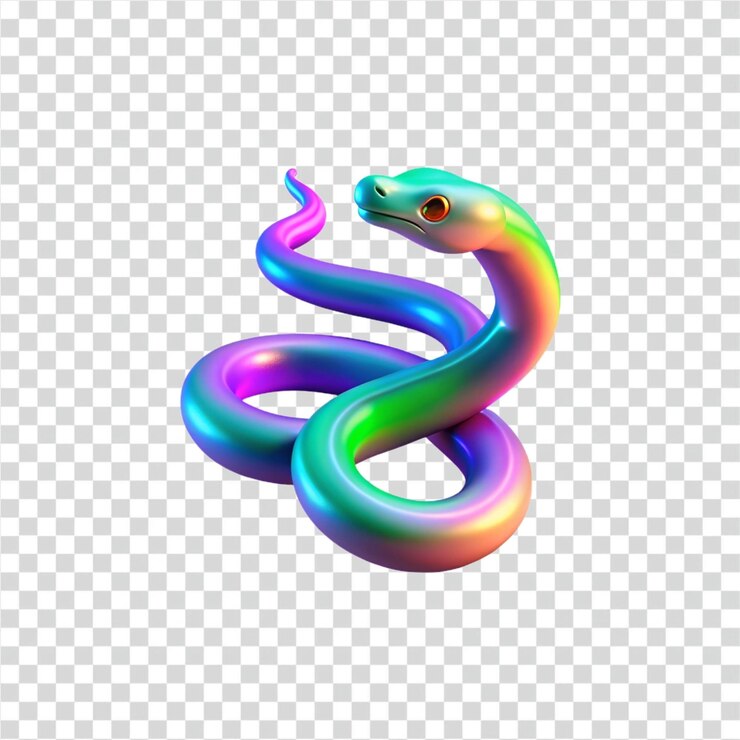 PSD serpiente arcoíris irisado brillante renderizado en 3d