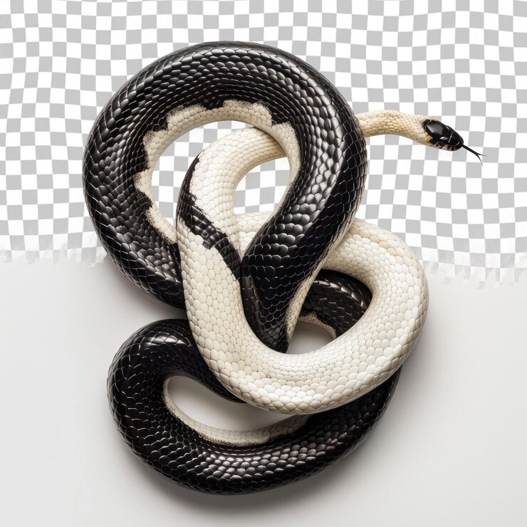 PSD una serpiente con una cabeza negra y una franja blanca en su cuerpo