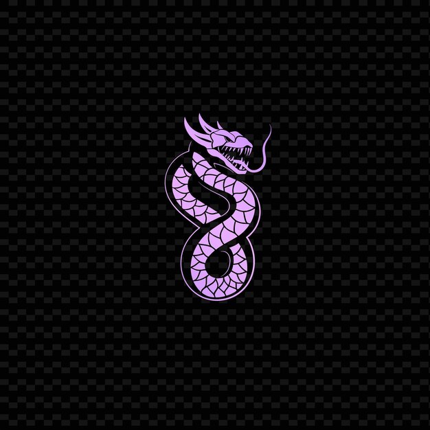 PSD una serpiente con una cola rosa sobre un fondo negro