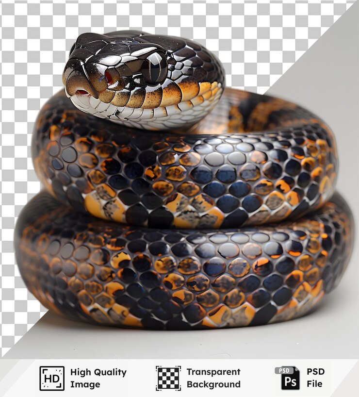 PSD serpiente enrollada con gracia imagen transparente de reptil de alta calidad