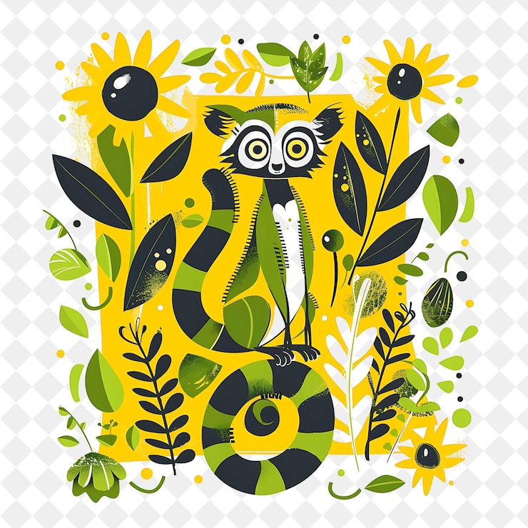 PSD una serpiente con flores amarillas y hojas verdes en un círculo