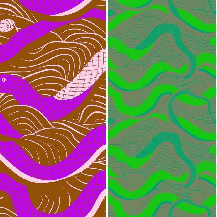 PSD serpiente de mar con silueta serpentina elegante gráfico mínimo d diseños vectoriales de patrones de la naturaleza
