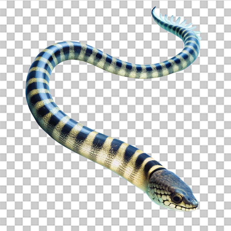 PSD serpiente marina nadando aislada en un fondo transparente