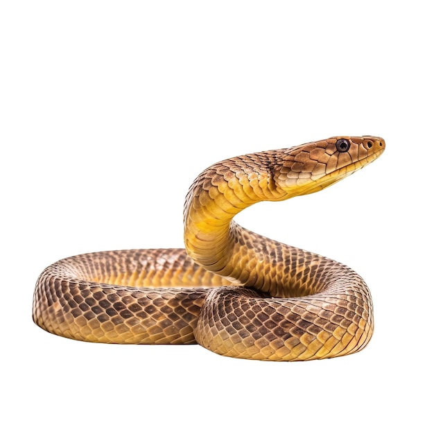 PSD una serpiente marrón con manchas negras en la cabeza aislada en blanco png transparente ia generativa