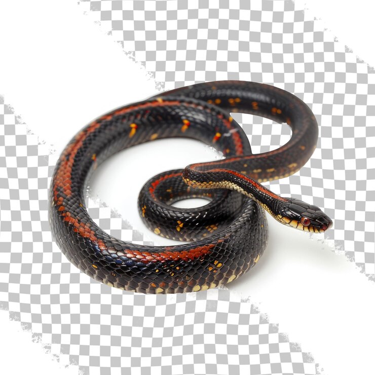 PSD una serpiente que está en un fondo blanco con una franja roja