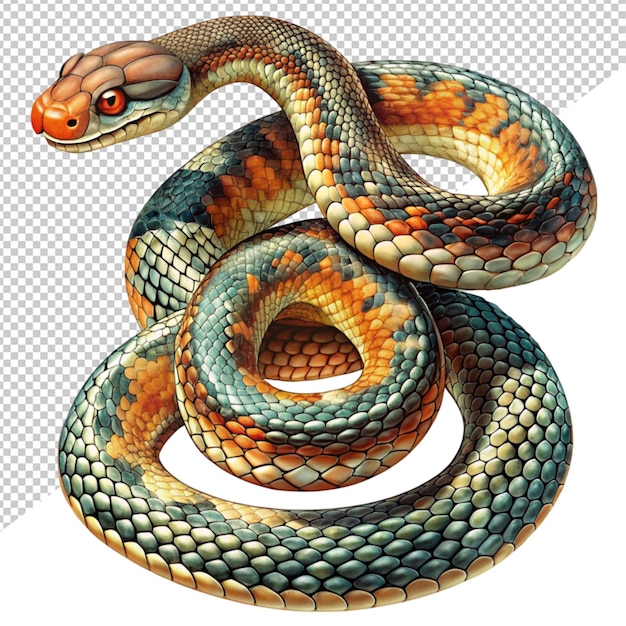 PSD serpiente sobre un fondo transparente