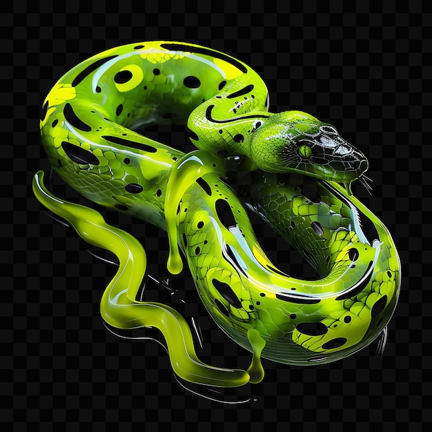 PSD una serpiente verde con manchas amarillas en la cabeza