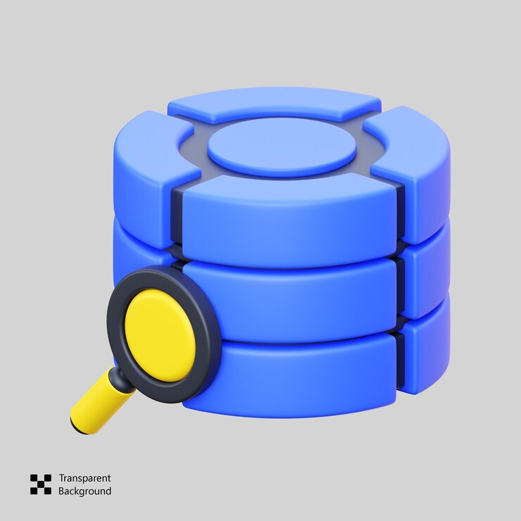 PSD server big data magnifier search 3d icon
