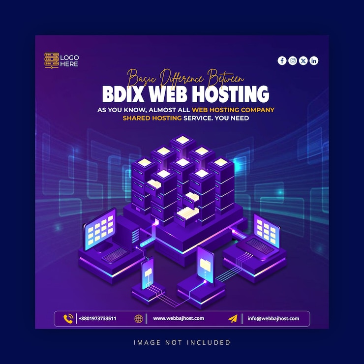 PSD server di hosting promozione aziendale banner social media modello di post instagram