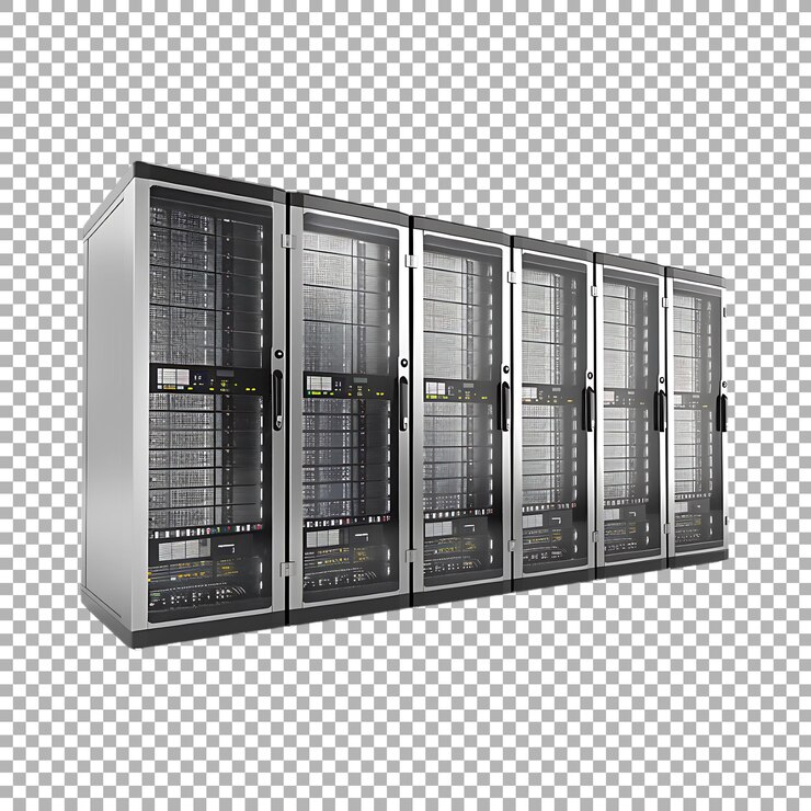 PSD server-rack-speichergeräte im transparenten hintergrund ai generiert