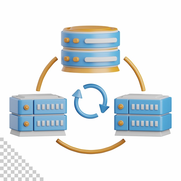 PSD serveur de réseau de rendu 3d isolé utile pour le serveur de base de données de technologie informatique de réseau cloud et l'élément de conception de connexion