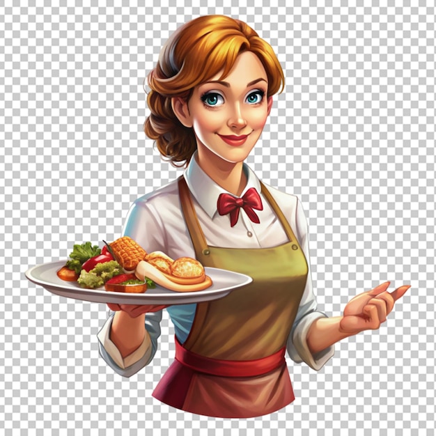 PSD serveuse avec une assiette de nourriture png