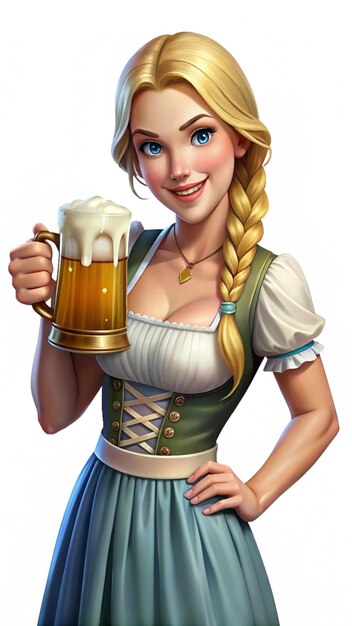 Une serveuse bavaroise joyeuse dans un dirndl