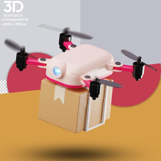 PSD service de livraison de drones 3d illustration 3d personnage 3d sur fond isolé