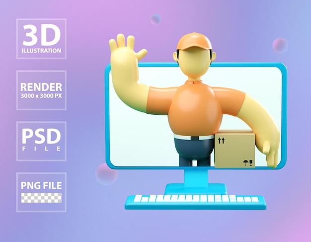 PSD service de livraison en ligne 3d